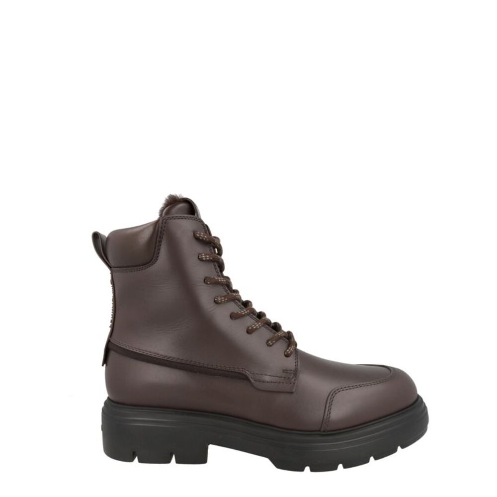 Ferragamo Corallo Leather Combat Boots Brown Mens